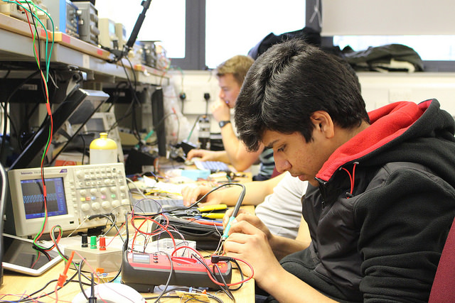 A student on the Electronic Design course